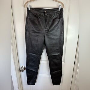 Free People Women’s Black Leather Vegan High Rise Long & Lean Pants - Size 30